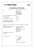 Declaraţie de conformitate radiator de căldură IR 2500 S (INT)