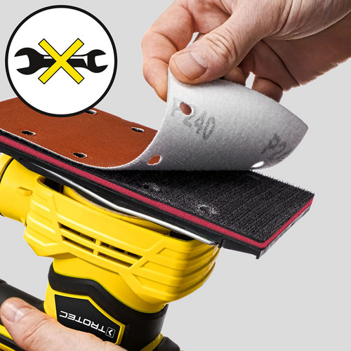 Sistem Velcro pentru schimbarea simplă a hârtiei abrazive
