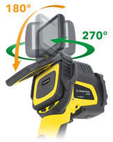 XC300 - ecran tactil PanoFold - poate fi înclinat cu 180° şi răsucit cu 270°